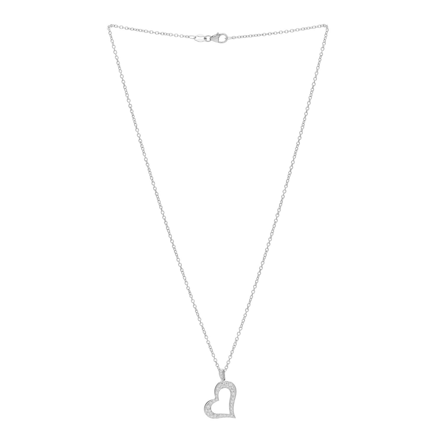 Piaget 18K White Gold Diamond Heart Pendant Necklace 3 of 6