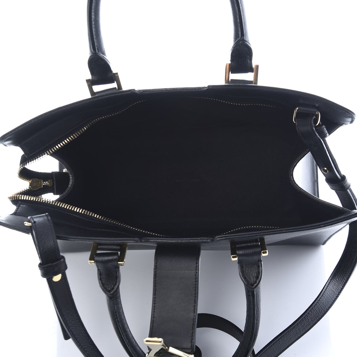 Textured Calfskin Medium Classic Y Cabas Black