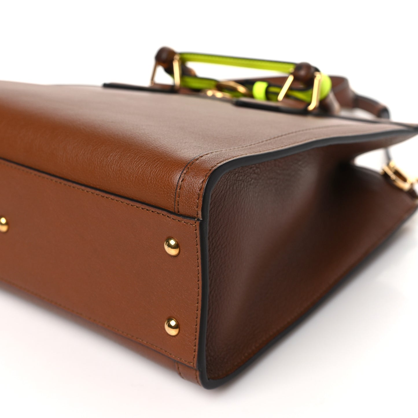 Wonka Grain Calfskin Small Diana Tote Bag Cuir Yellow Fluo