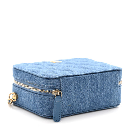 Chanel Denim Quilted CC Pearl Crush Camera Case Blue 4 of 10