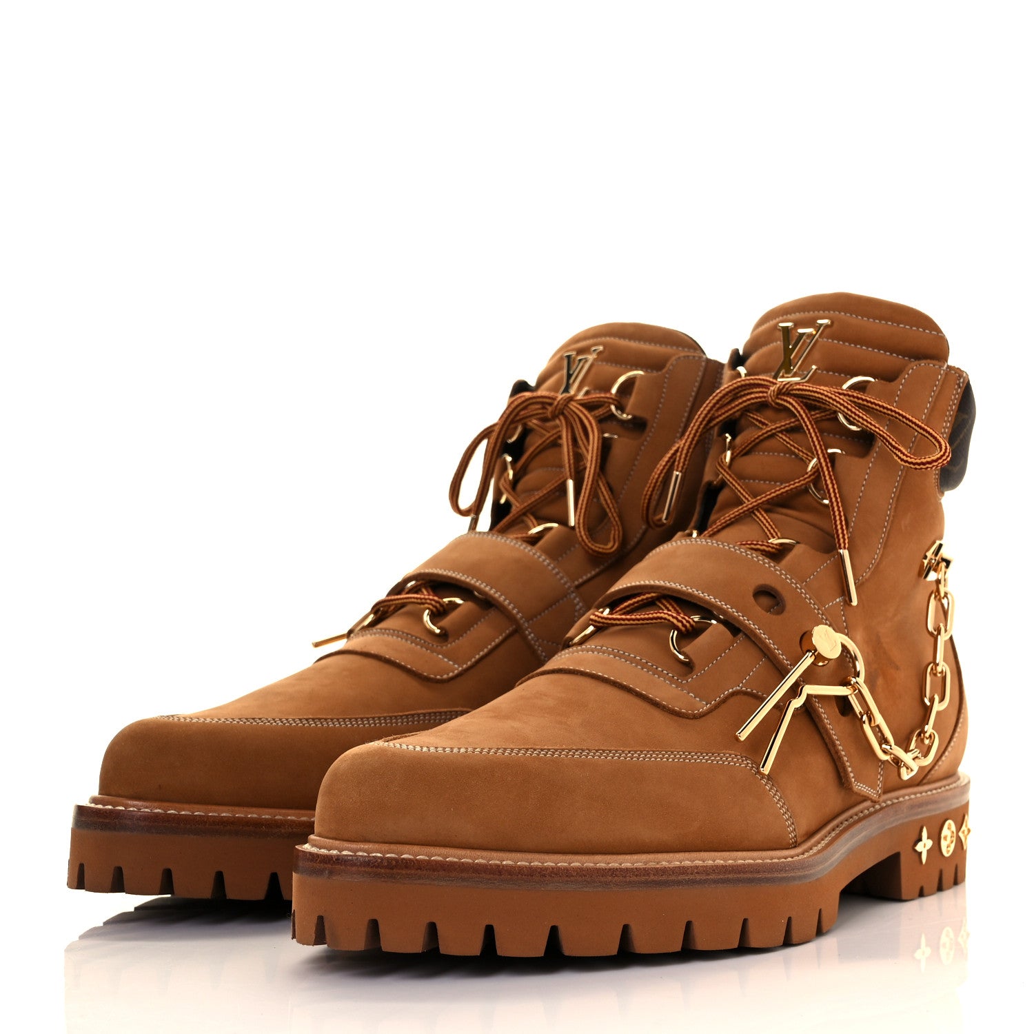 Louis Vuitton Suede Calfskin Monogram Mens Creeper Ankle Boots 9 Beige 5 of 14