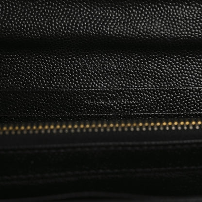 Saint Laurent Grain De Poudre Matelasse Chevron Monogram Flap Wallet Black 6 of 14