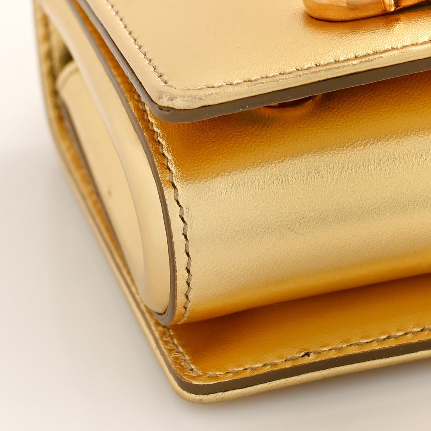 Metallic Calfskin DG Girls Shoulder Bag Gold