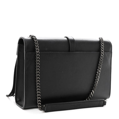 Saint Laurent Calfskin Fringe Medium Snake Monogram Satchel Black 4 of 9