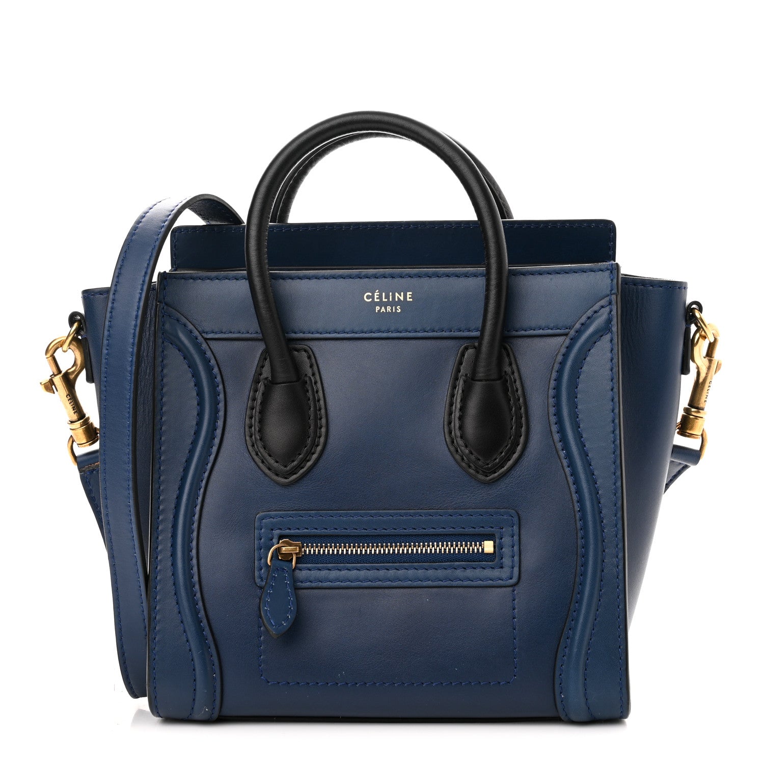 Celine Smooth Calfskin Nano Luggage Ocean Blue Black 1 of 10