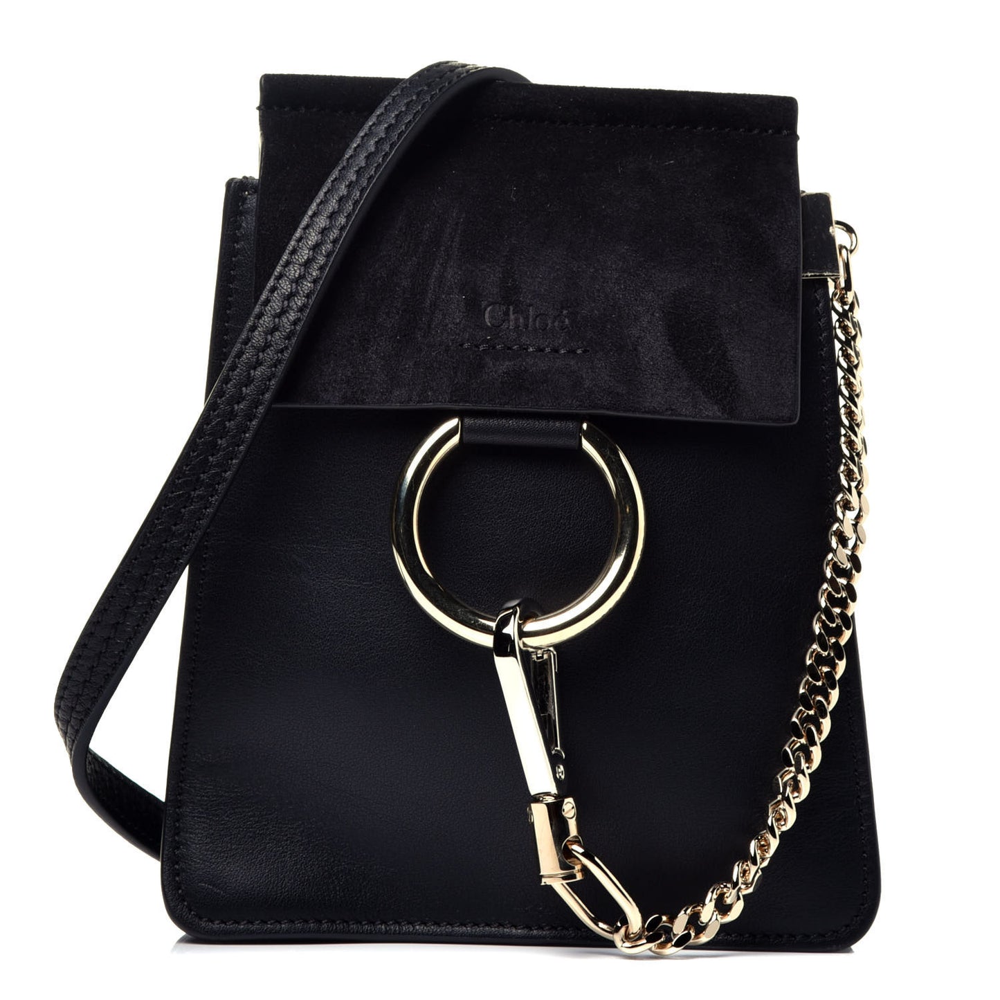 Suede Calfskin Mini Faye Bracelet Bag Black