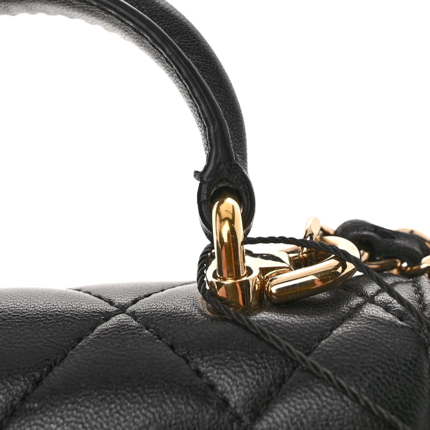 Chanel Lambskin Quilted Top Handle Flap Clutch With Chain Black 13 of 13
