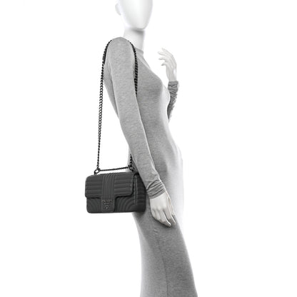 Prada Soft Calfskin Impunture Diagramme Medium Chain Flap Shoulder Bag Mercurio 2 of 9