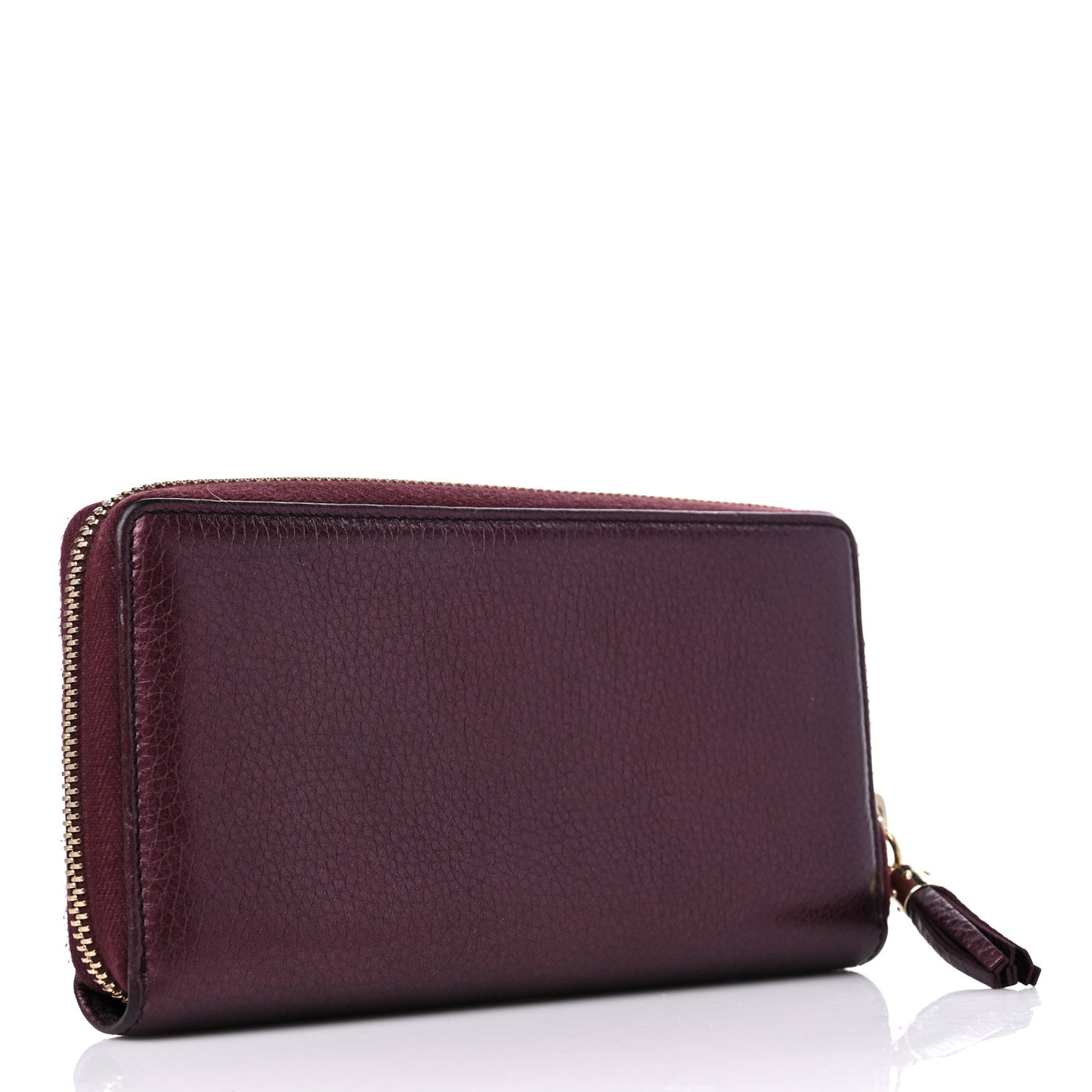 Metallic Cellarius Calfskin Soho Zip Around Wallet Classic Burgundy