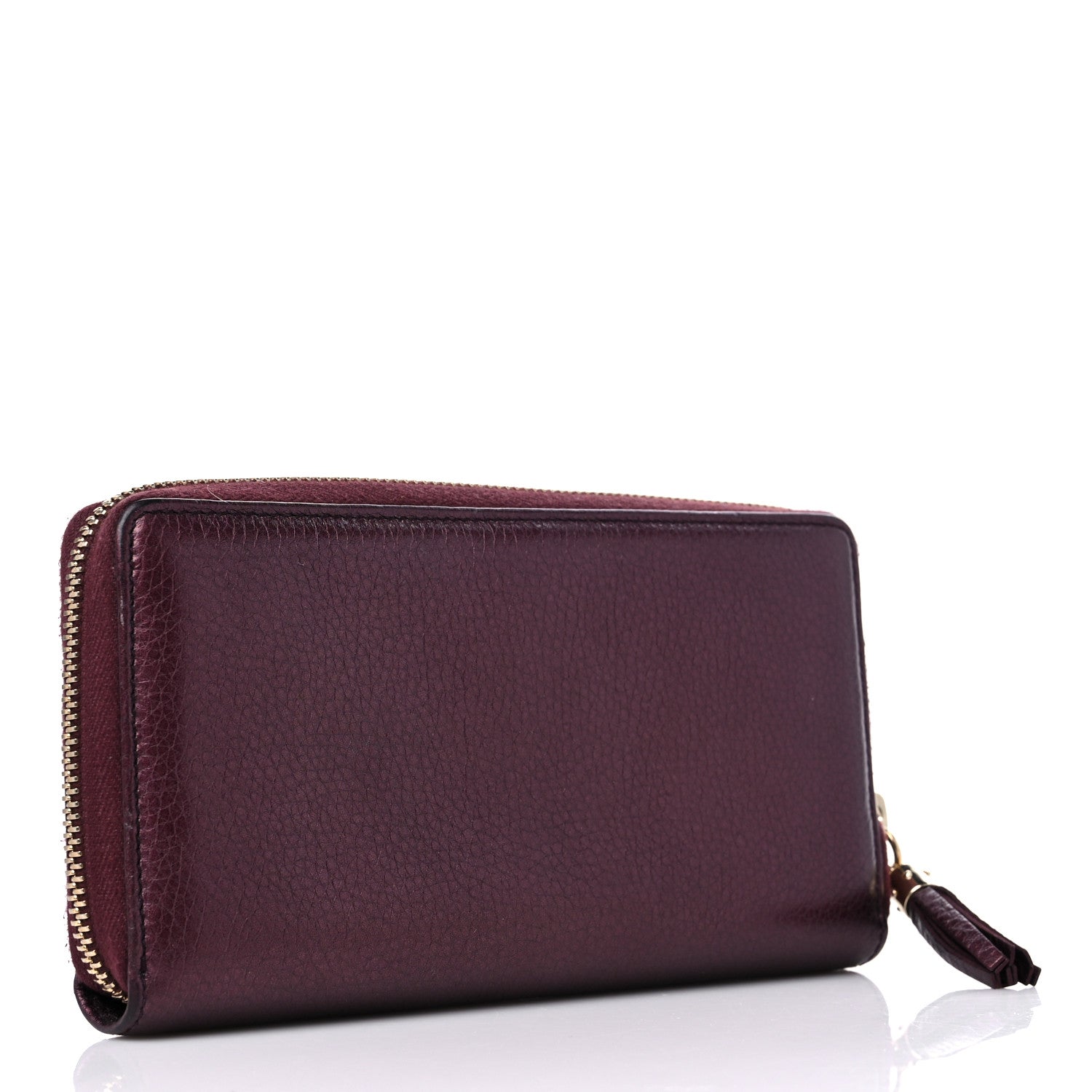 Gucci Metallic Cellarius Calfskin Soho Zip Around Wallet Classic Burgundy 3 of 11