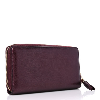 Gucci Metallic Cellarius Calfskin Soho Zip Around Wallet Classic Burgundy 3 of 11