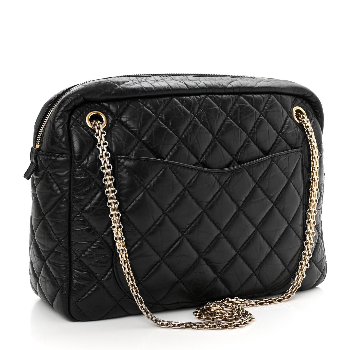 Aged Calfskin Quilted Large Reissue Camera Case Black