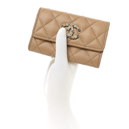 Chanel Shiny Caviar Enamel Quilted CC Flap Card Holder Beige 2 of 9