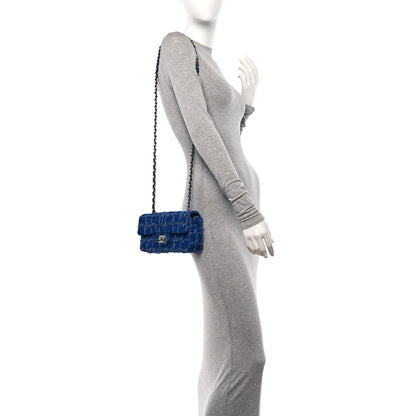 Chanel Tweed Quilted Mini Rectangular Flap Blue Red Khaki 2 of 12