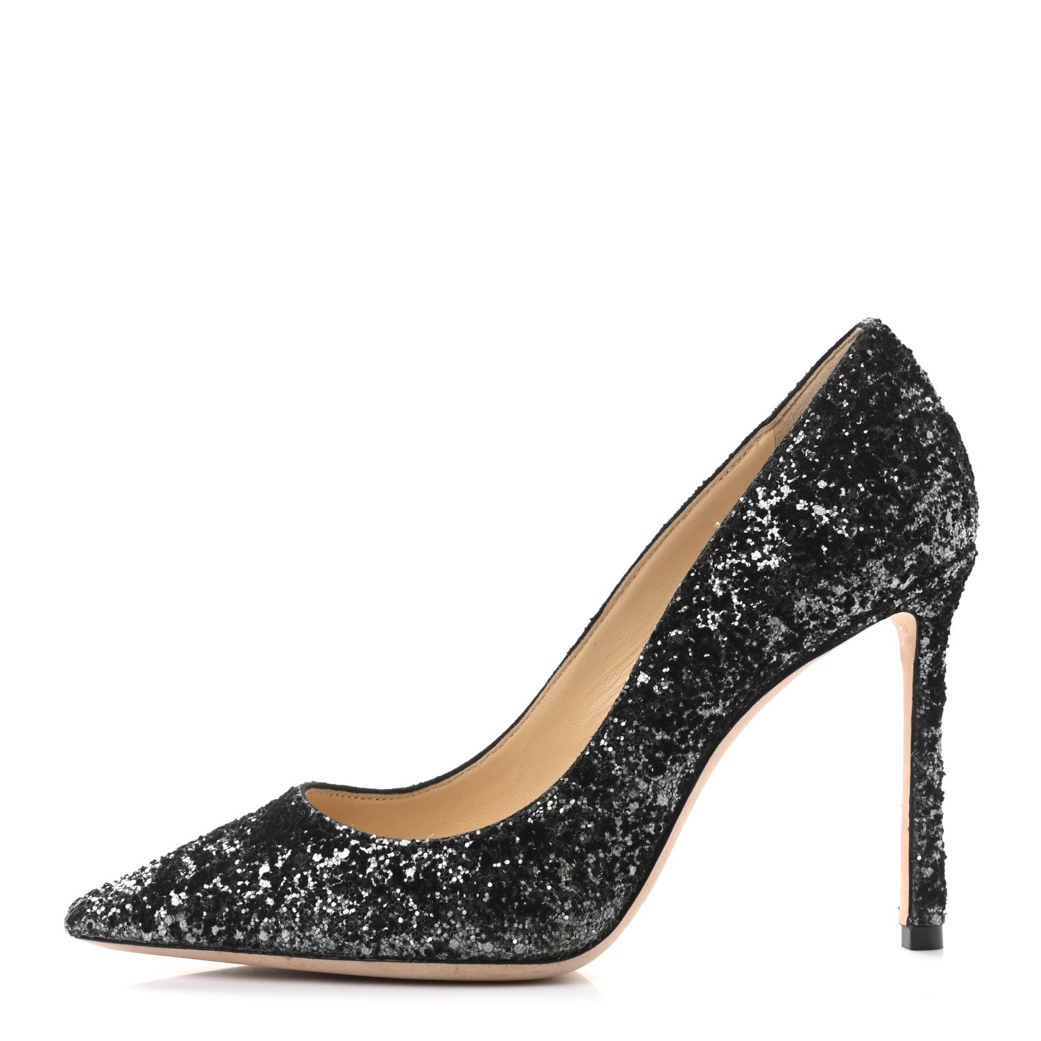 Jimmy Choo Coarse Glitter Pointy Toe Romy 85 Pumps 36 Black 1 of 8