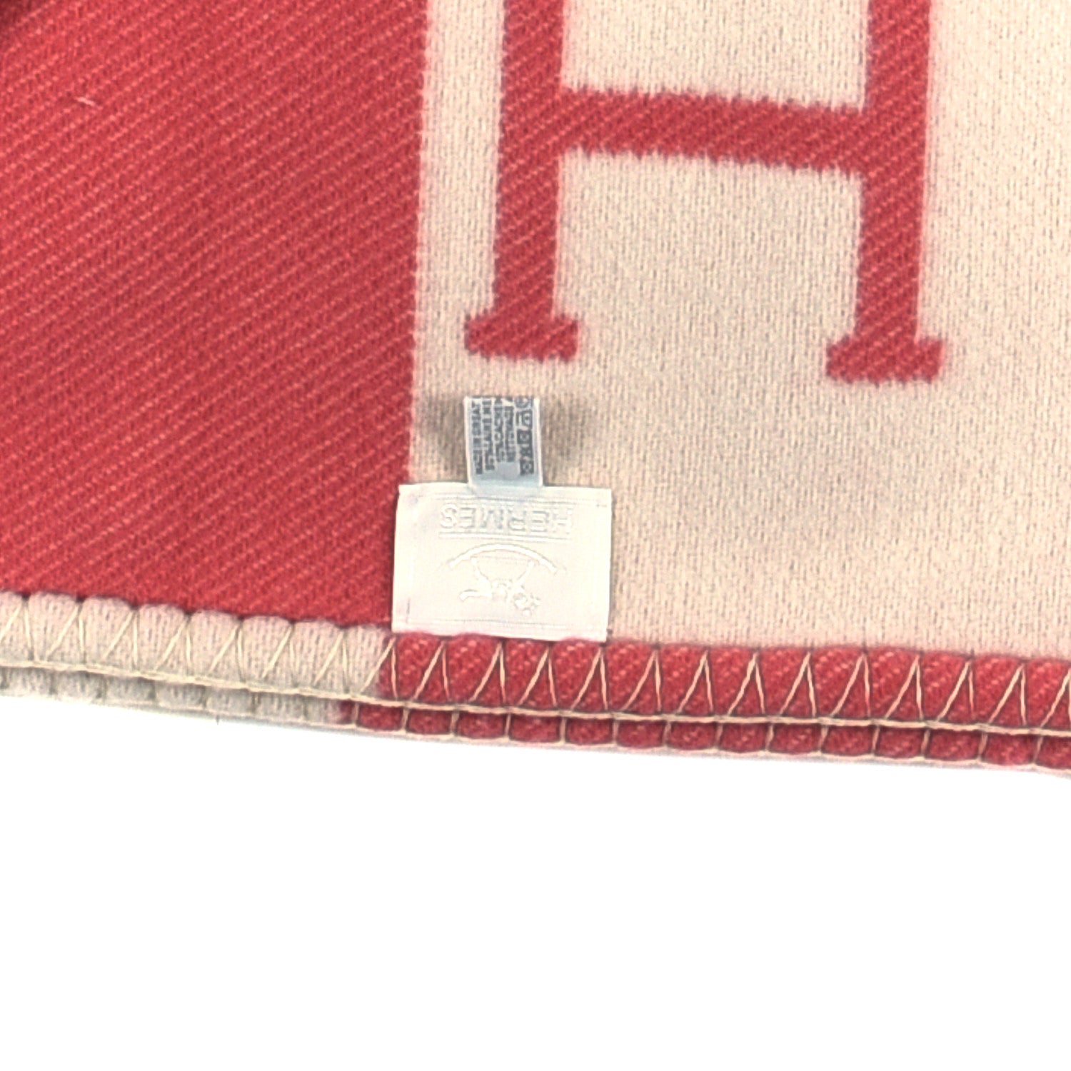 Hermes Wool Cashmere Avalon Baby Blanket Rose Airelle White 3 of 3