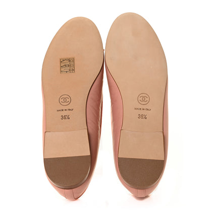 Chanel Crumpled Calfskin Cap Toe CC Ballerina Flats 36.5 Powder Pink 5 of 8