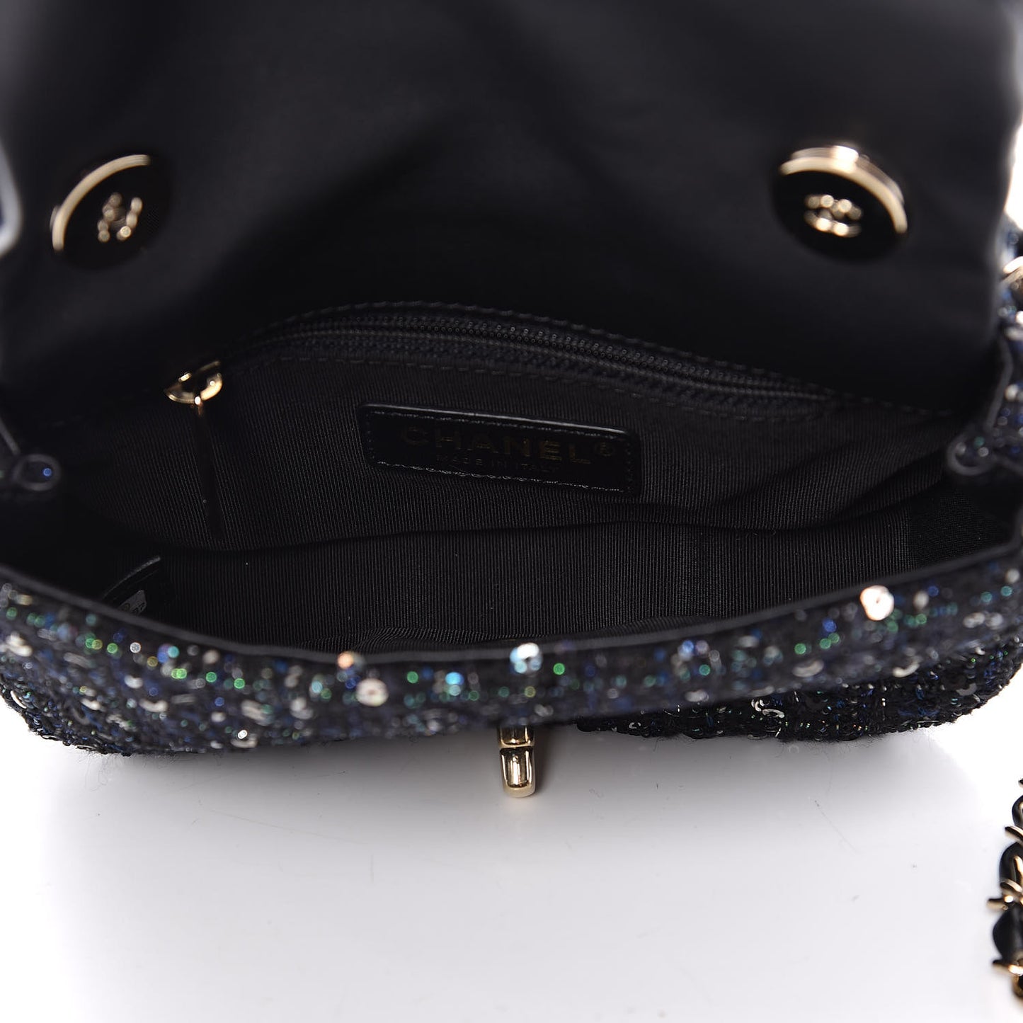 Tweed Mini Pearl Handle Flap Black Ecru