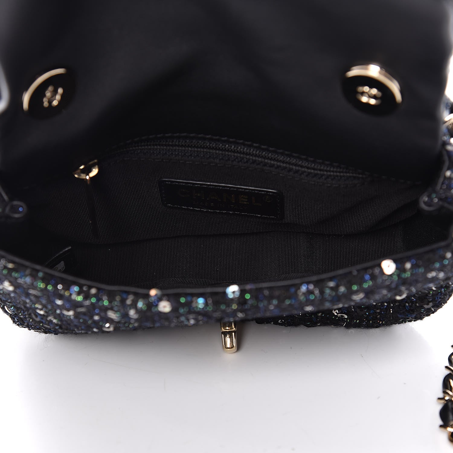 Chanel Tweed Mini Pearl Handle Flap Black Ecru 6 of 11