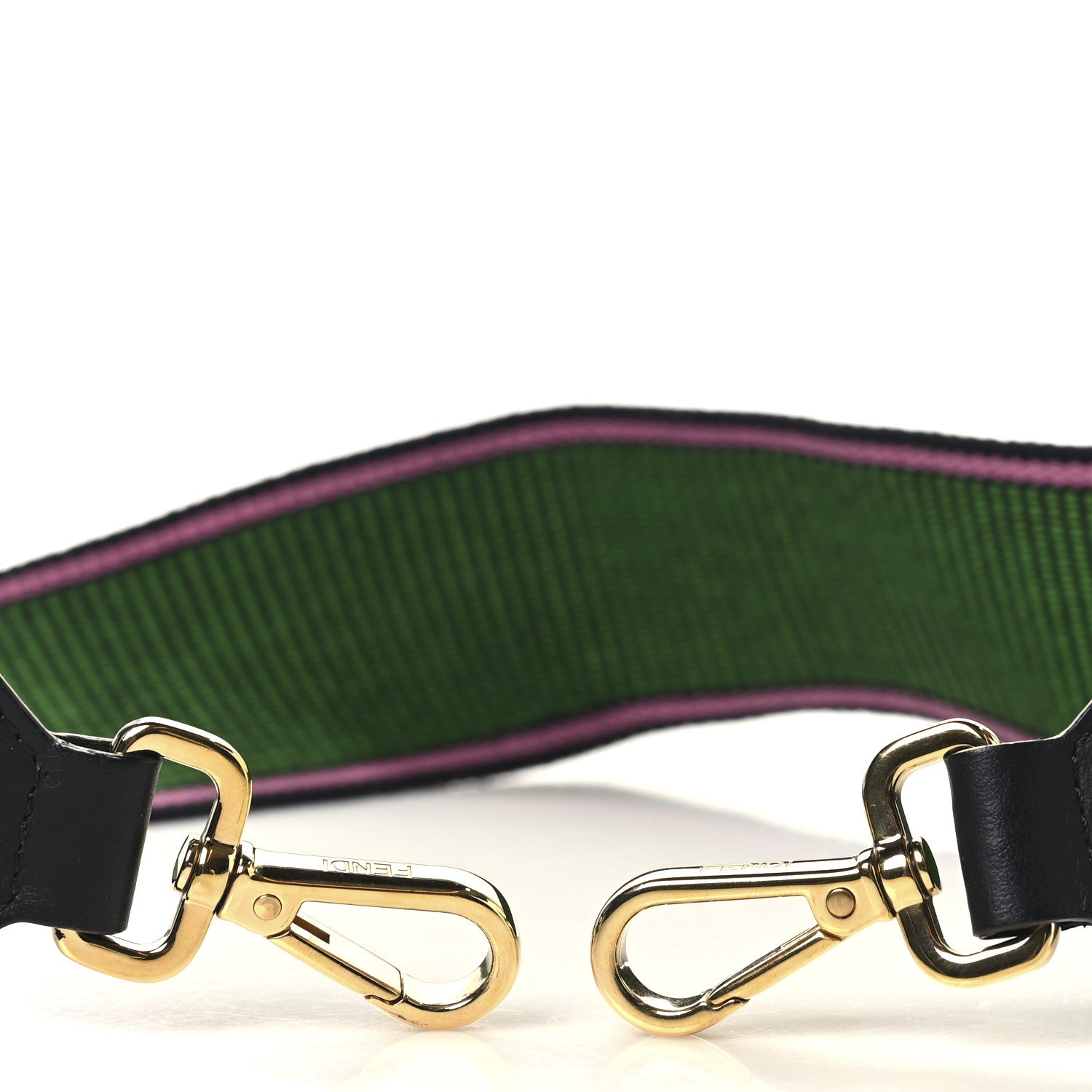 Fendi Cannete Ribbon Poly Vitello Century Logo Adjustable Strap You Rosa Antico Verde Black 3 of 5