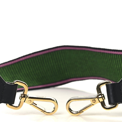 Fendi Cannete Ribbon Poly Vitello Century Logo Adjustable Strap You Rosa Antico Verde Black 3 of 5