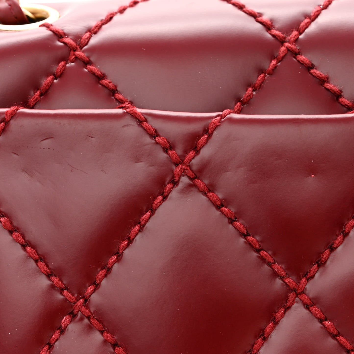 Calfskin Quilted Medium Wild Stitch Flap Burgundy
