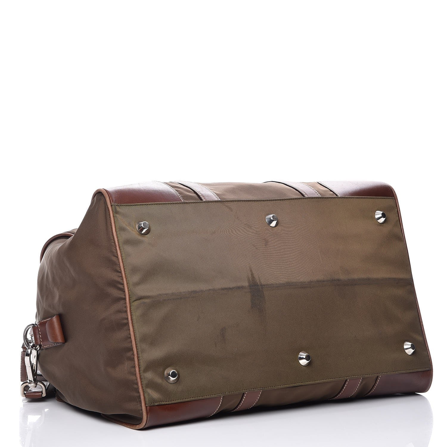 Prada Tessuto Nylon Soft Calfskin Duffle Bag Brown 4 of 13