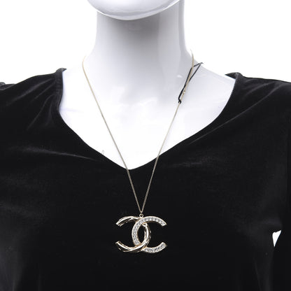 Chanel Crystal Quilted CC Pendant Necklace Gold 2 of 5