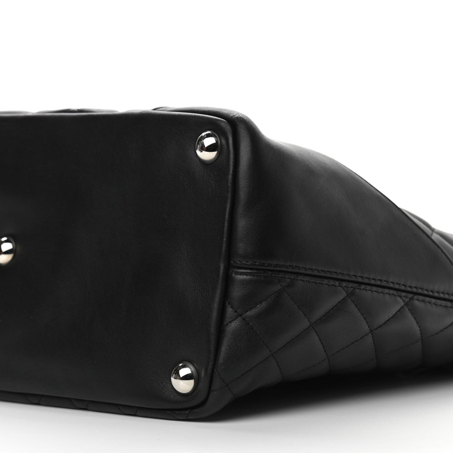 Calfskin Quilted Large Cambon Tote Black