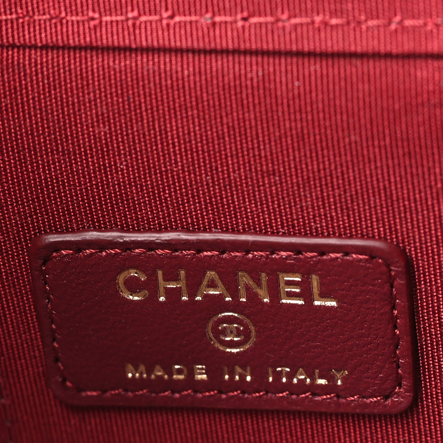 Lambskin Quilted Mini Top Handle Vanity Case With Chain Burgundy