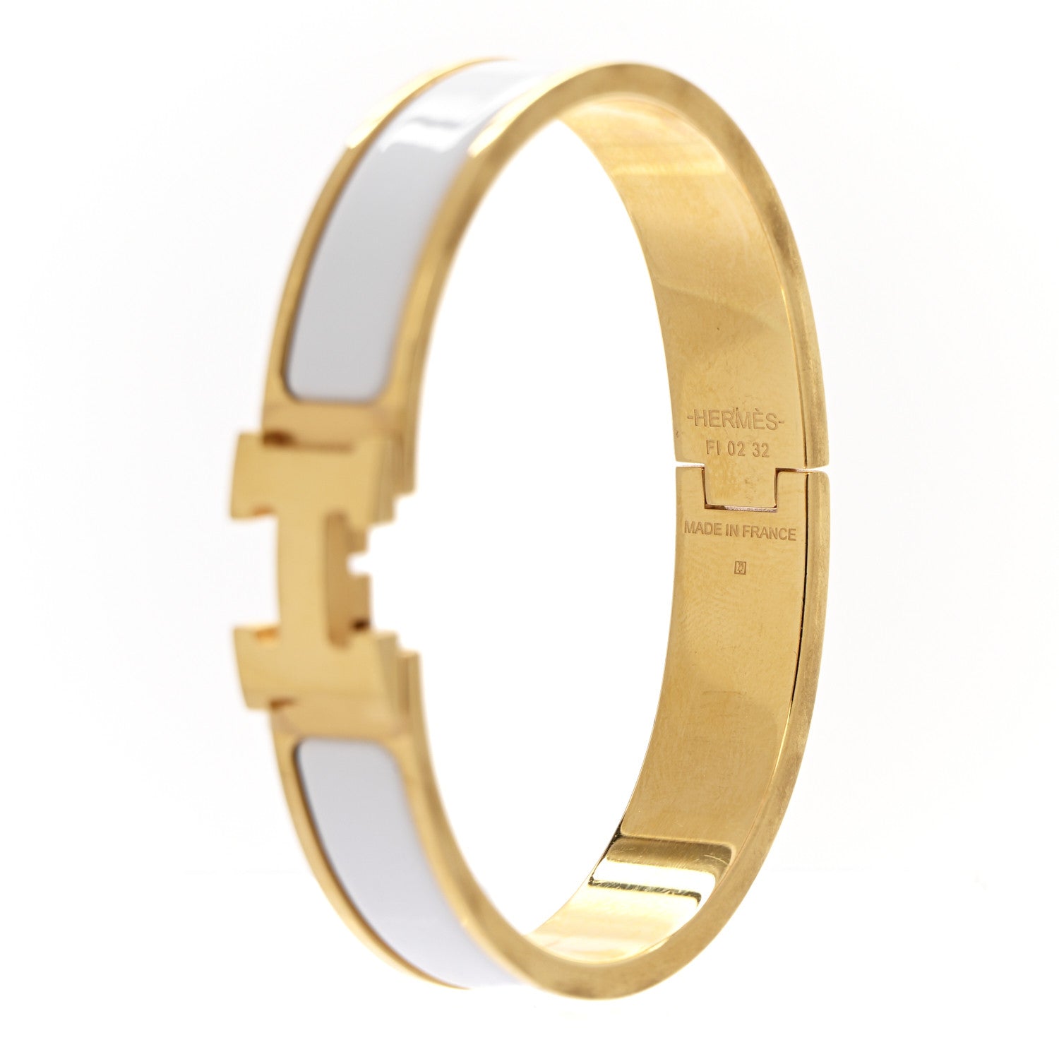 Hermes Enamel Narrow Clic Clac H Bracelet GM White 4 of 5