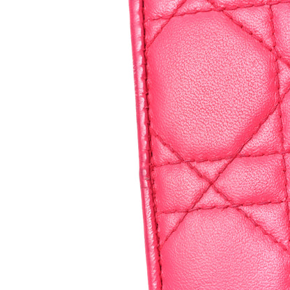 Christian Dior Lambskin Cannage Lady Dior Rendezvous Wallet On Chain Fuchsia 11 of 11