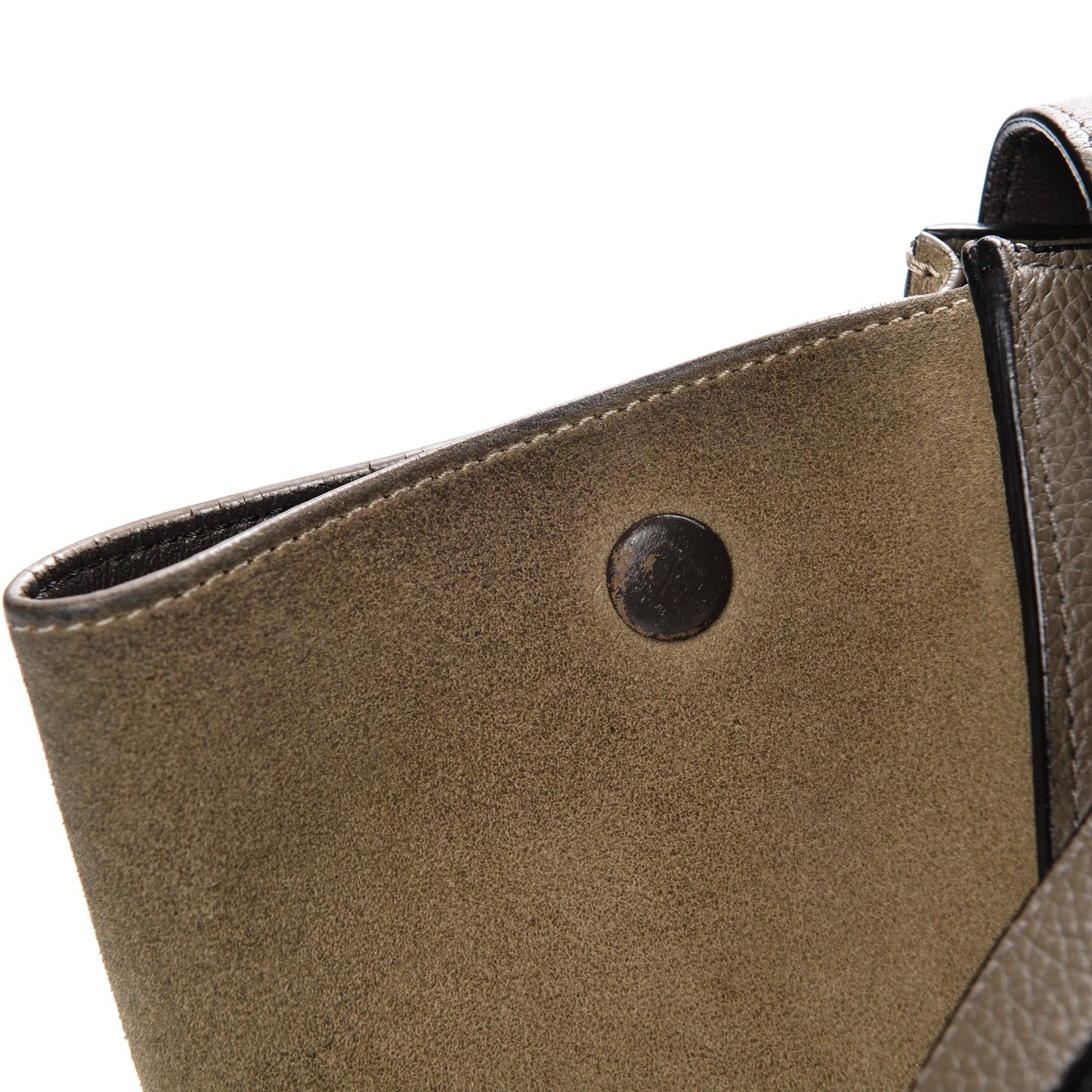 Drummed Calfskin Suede Medium Trapeze Taupe
