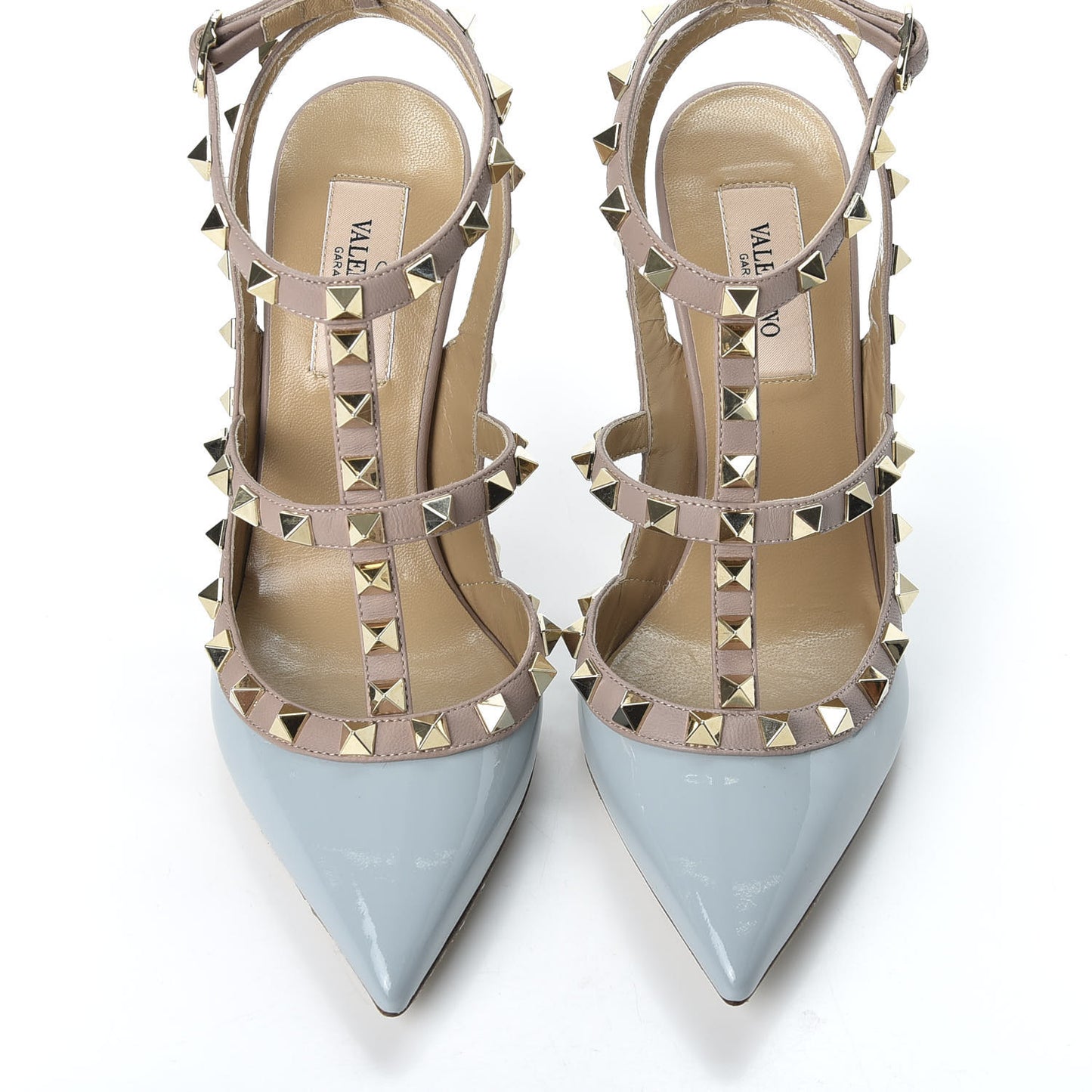 Patent Rockstud Ankle Strap Pumps 36 Grey Poudre