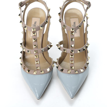 Valentino Garavani Patent Rockstud Ankle Strap Pumps 36 Grey Poudre 6 of 11