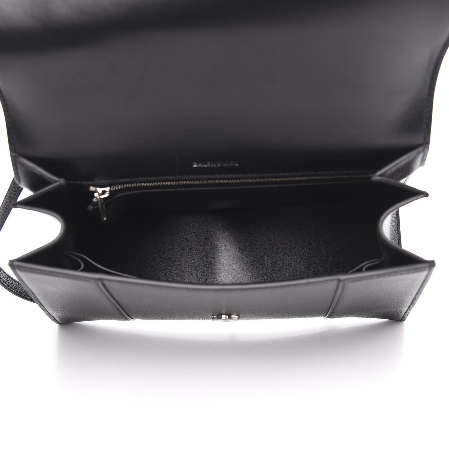Grained Calfskin Medium Hourglass Top Handle Bag Black