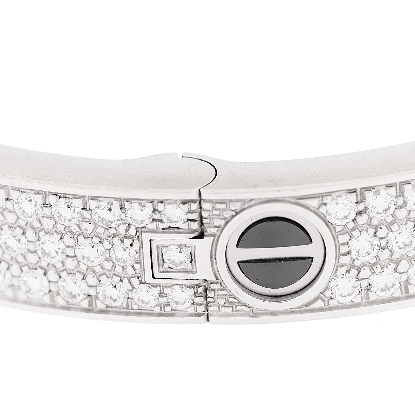 18K White Gold Diamond Ceramic LOVE Paved Bracelet 17