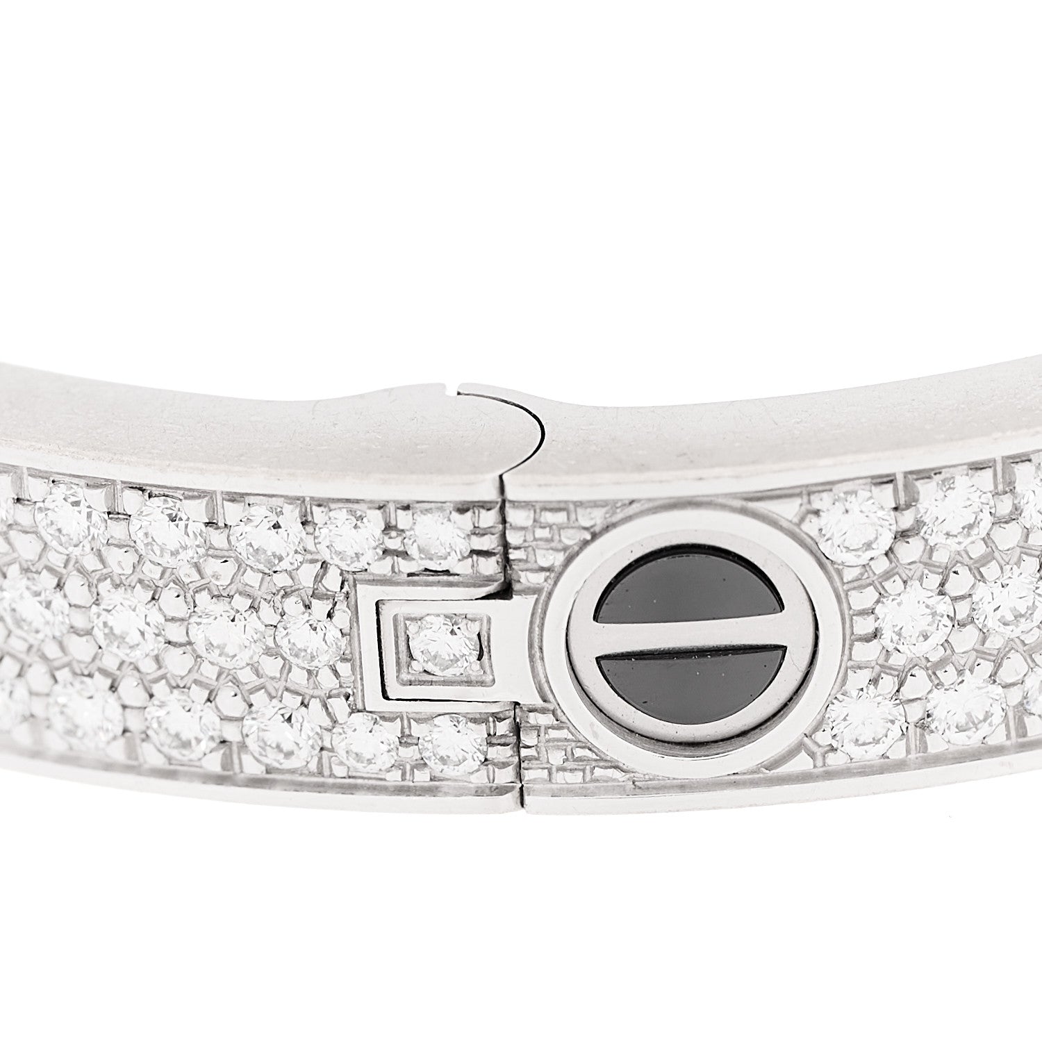 Cartier 18K White Gold Diamond Ceramic LOVE Paved Bracelet 17 7 of 9