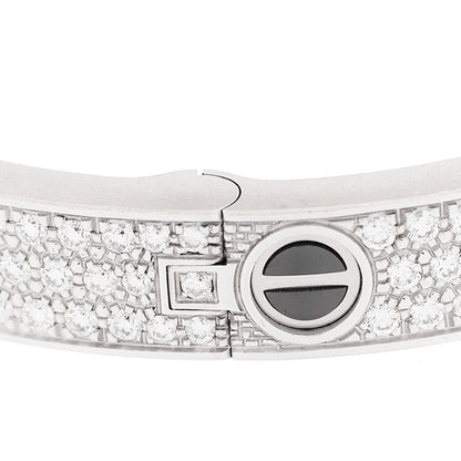 Cartier 18K White Gold Diamond Ceramic LOVE Paved Bracelet 17 7 of 9
