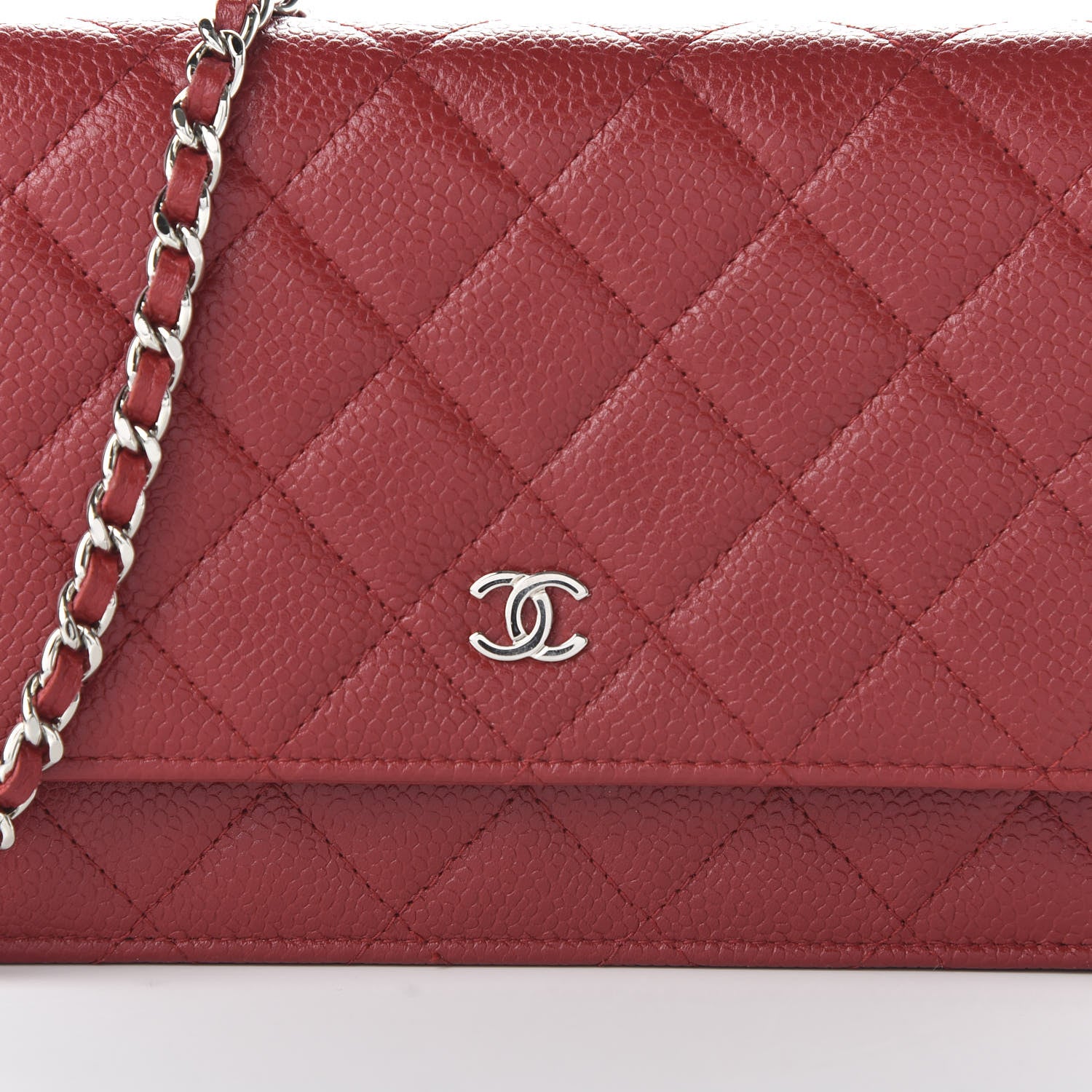Chanel Caviar Quilted Wallet On Chain WOC Red 10 of 11