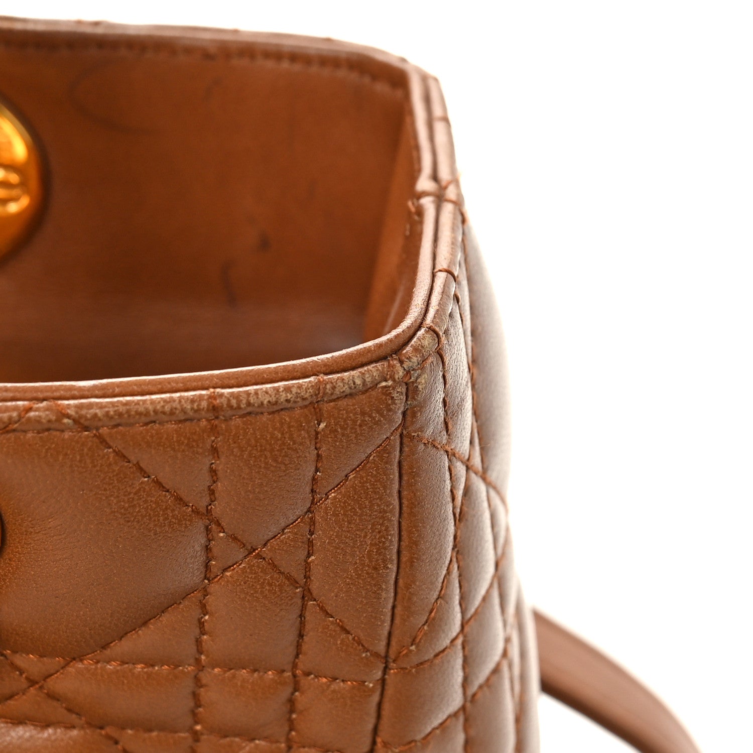 Christian Dior Lambskin Cannage Medium Lady Dior Tan 12 of 12