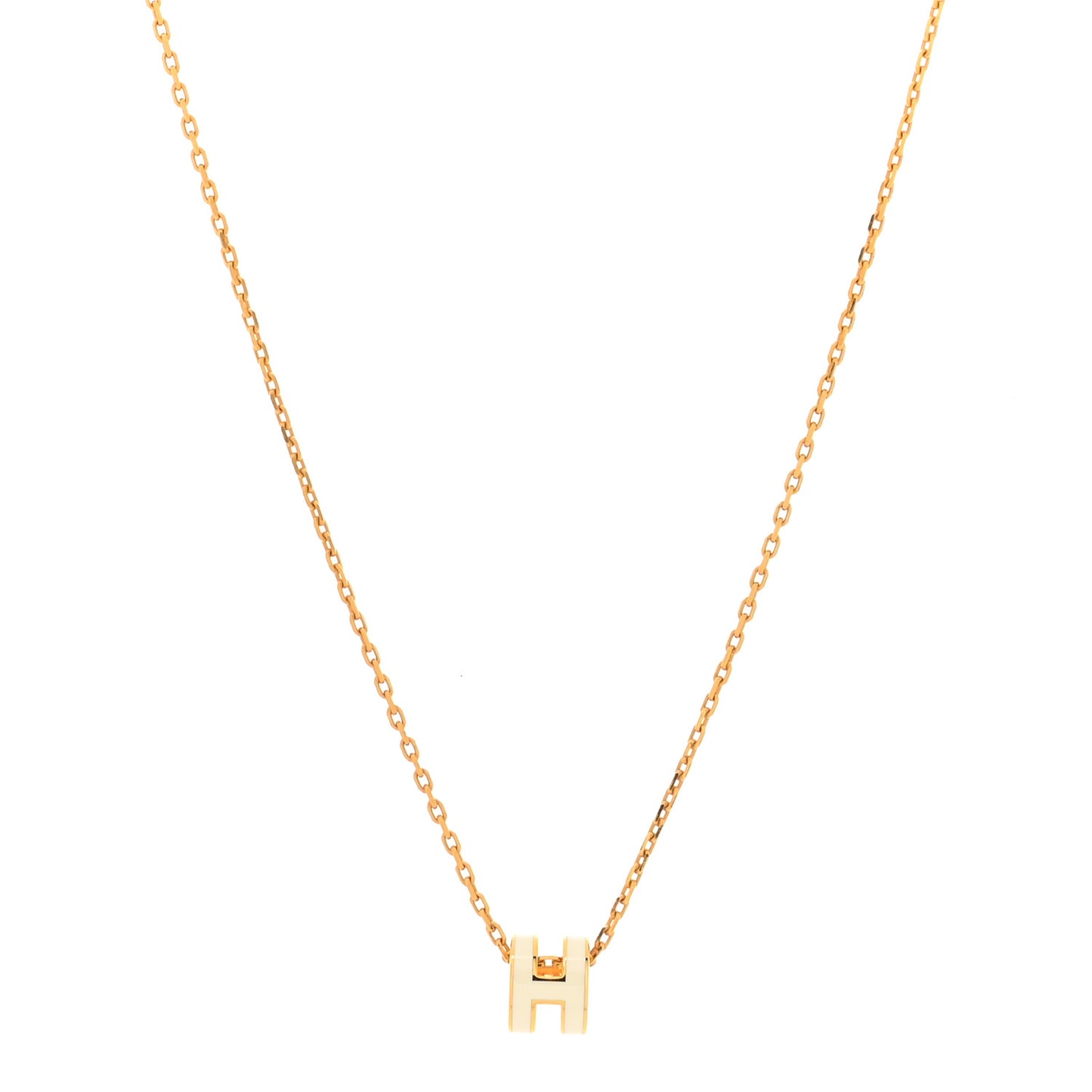 Lacquered Gold Mini Pop H Pendant Necklace White