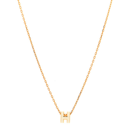 Hermes Lacquered Gold Mini Pop H Pendant Necklace White 1 of 6