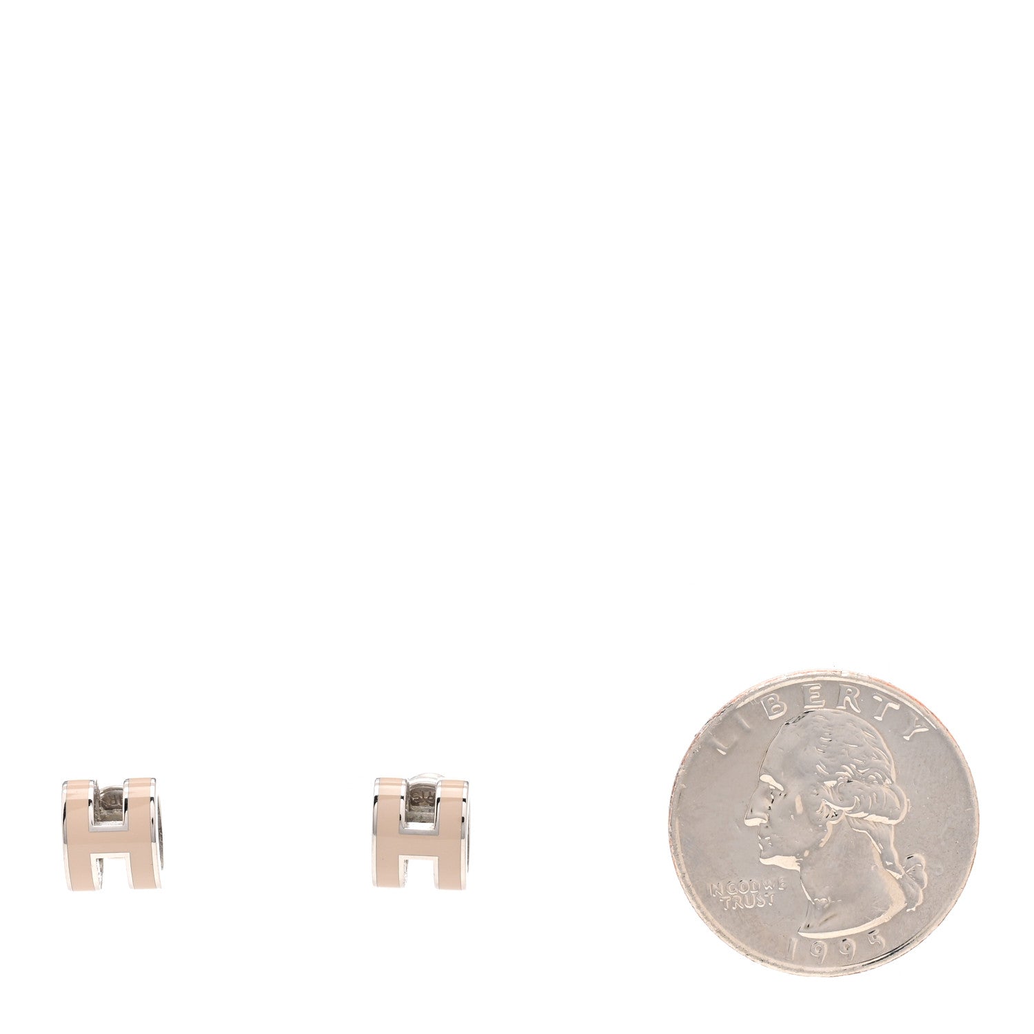 Hermes Palladium Lacquered Mini Pop H Earrings Marron Glace 2 of 5