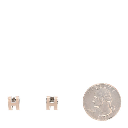Hermes Palladium Lacquered Mini Pop H Earrings Marron Glace 2 of 5
