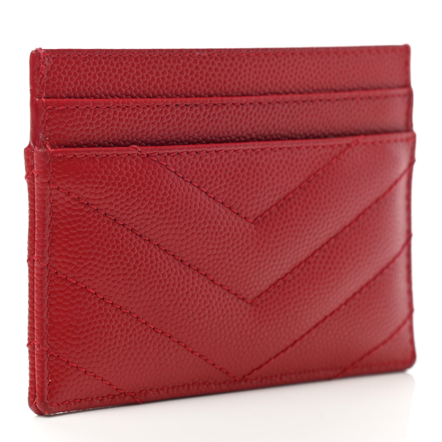 Grain De Poudre Matelasse Chevron Monogram Credit Card Case New Red