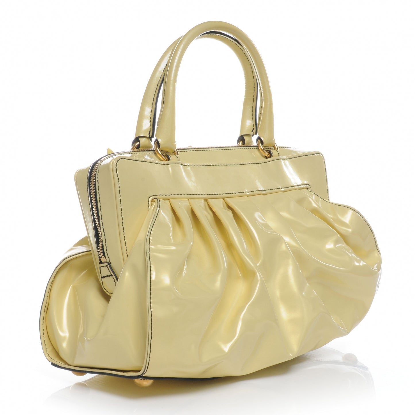 Coated Canvas Lacca Fleur Frame Bag Yellow
