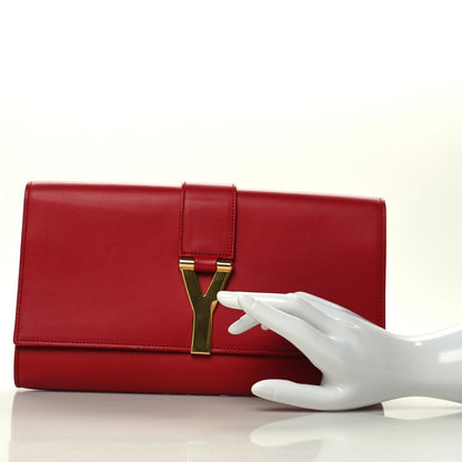Saint Laurent Calfskin Classic Y Ligne Clutch Red 5 of 10