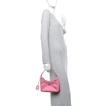 Prada Tessuto Nylon Saffiano Mini Re-Edition 2005 Bag Begonia 2 of 13