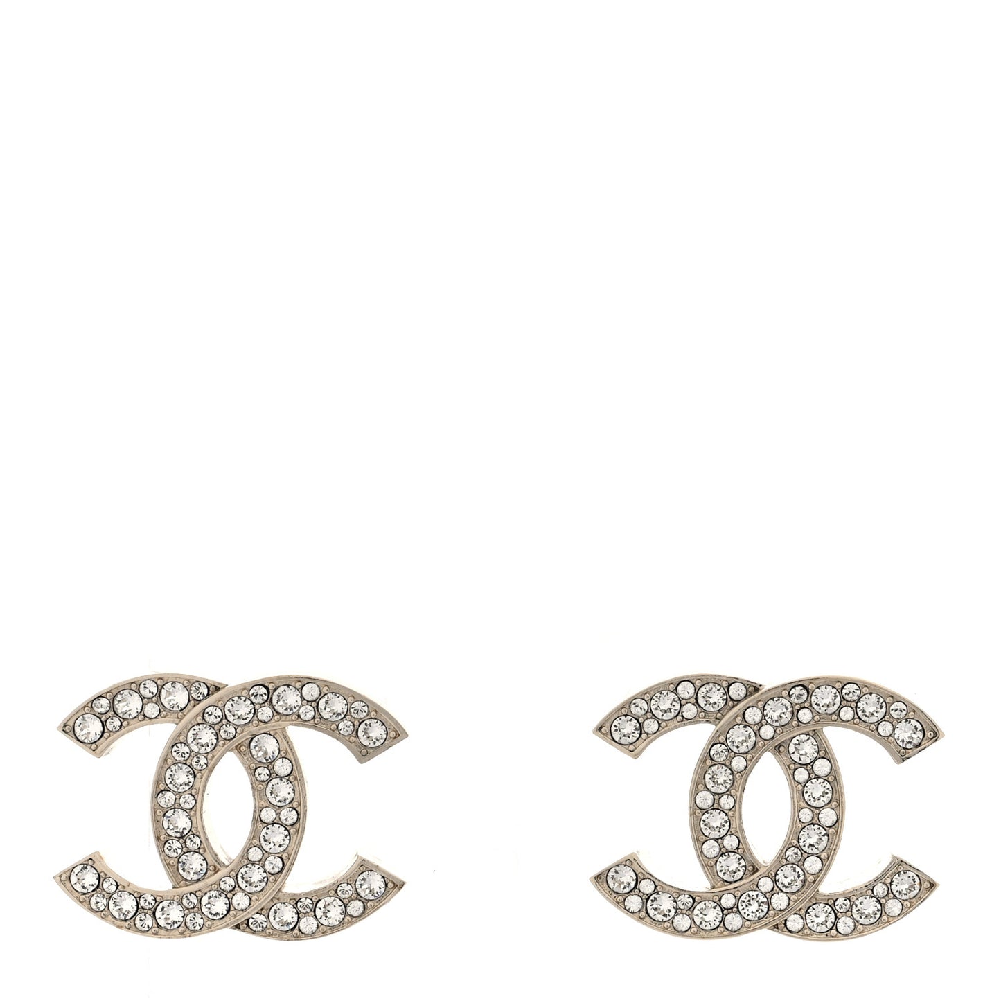Metal Crystal CC Earrings Gold
